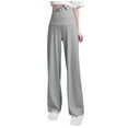 thumbnail image 1 of DeHolifer Women's Maternity Pants Plus Size Elastic High Waist Strip Drawstring Wide Leg Pregnancy Pants Gray L, 1 of 3
