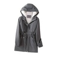 thumbnail image 1 of DeHolifer Women's Mid-Length Trench Autumn Long Sleeve Loose Hoodies Coats Drawstring Zipper Windproof Jackets with Pockets Gray 3XL, 1 of 7