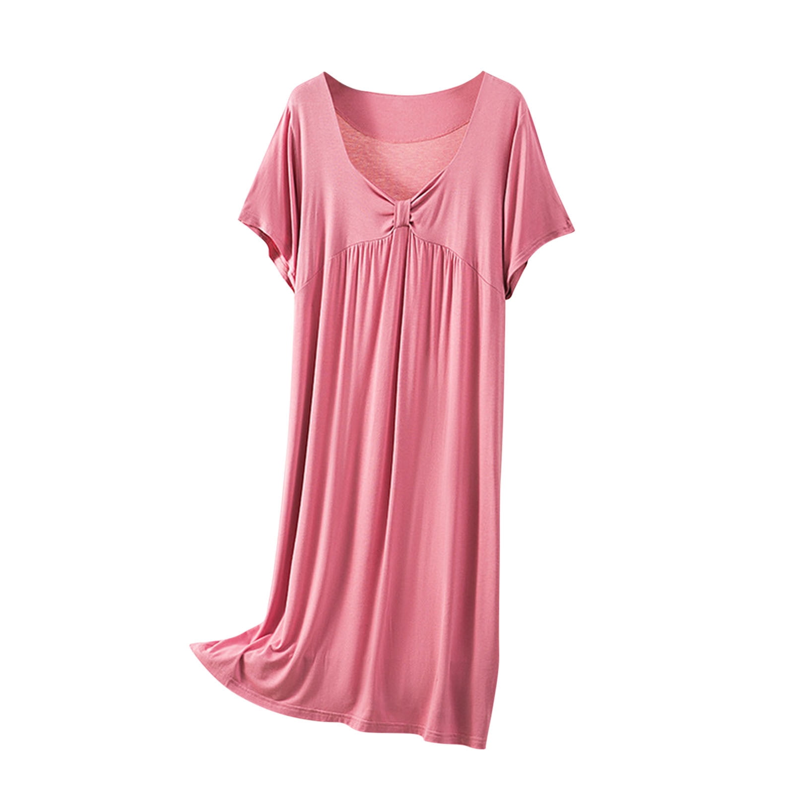 NACHILA Women's Nightgown - Viscose Bamboo Sleep Dress, Short Sleeve V-Neck, Sizes S-4XL - View #4