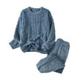 thumbnail image 1 of DeHolifer Women's Pajamas Sets Long Sleeve Plush Warm Crewneck Loose Pullover Top+Long Trousers Homewear Lounge Set Navy Free Size, 1 of 8