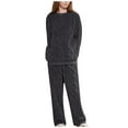 thumbnail image 1 of DeHolifer Women's Pajamas Sets Long Sleeve Solid Knit Sweater with Long Pants Fall Winter Casual 2Pc Homewear Set Gray XL, 1 of 3