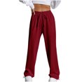 thumbnail image 1 of DeHolifer Women's Pants High Waist Drawstring Elastic Waist Jogger Sweatpants Casual Fashion Trousers Wine S, 1 of 8