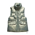 thumbnail image 1 of DeHolifer Women's Puffer Vest Solid Sleeveless Stand Collar Outerwear Zip up Vest with Pockets 2023 Fashion Winter Warm Coat Green 2XL, 1 of 2
