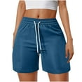 thumbnail image 1 of DeHolifer Women's Shorts Solid Color Elastic Waisted Drawstring Loose Comfy Summer Trendy Shorts with Pocket Blue L, 1 of 8