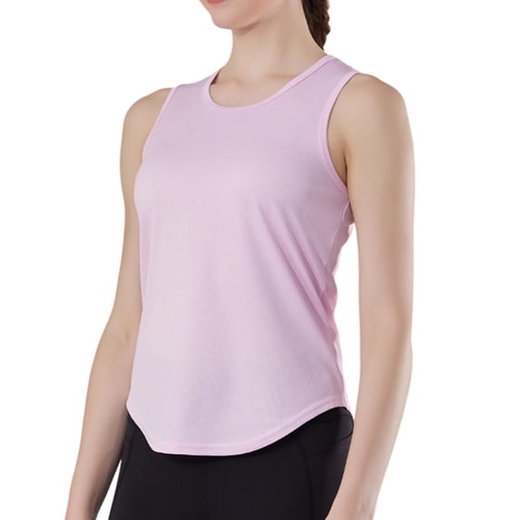 DeHolifer Women's Sleeveless Tank Top Crewneck Workout Shirt Athletic Top for Gym or Exercise Pink M