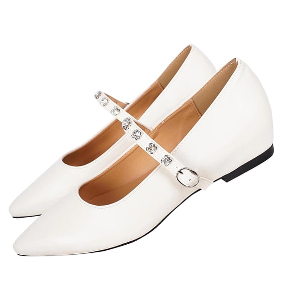 DeHolifer Women's Strap Mary Jane Flats, Square Toe Dressy Ballet Flats, Elegant Comfortable Flats for Wedding, Party, Office