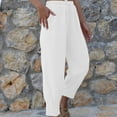 thumbnail image 1 of QQAMB Women's Summer High Waisted Baggy Pants Casual Ankle Length Trouser Slacks with Pockets White 3XL, 1 of 4