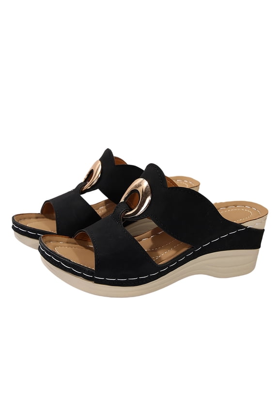 Women's Summer Slippers Sandals with Arch Support Comfortable Lightweight Wedge Sandal Casual Slip on Slides Shoes