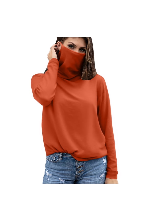 Women's Sun Shirts UV Protection UPF 50+ Long Sleeve Hiking Running Tops Lightweight Quick Dry SPF Clothing with Mask Orange M