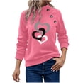 thumbnail image 1 of DeHolifer Women's Sweatshirts Long Sleeve Half Turtleneck Button Heart Print Sweatshirts Loose Casual Fashion Blouse Tops Pink L, 1 of 5