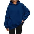 thumbnail image 1 of DeHolifer Women's Sweatshirts Solid Color Long Sleeve Side Pockets Hoodies Pullover Sweatshirts Casual Loose Pullover Tops Blue XL, 1 of 6