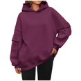 thumbnail image 1 of DeHolifer Women's Sweatshirts Solid Color Long Sleeve Side Pockets Hoodies Pullover Sweatshirts Casual Loose Pullover Tops Hot Pink M, 1 of 6