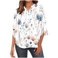 thumbnail image 1 of DeHolifer Women's T-Shirts 3/4 Sleeve V-Neck Floral Printed Regular Fit Loose Casual Fashion Shirt Top White M, 1 of 6