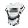 thumbnail image 1 of DeHolifer Women's T-Shirts Casual Striped Short Sleeve Crewneck Summer Lightweight Tee Shirts White M, 1 of 5