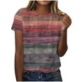 thumbnail image 1 of DeHolifer Women's T-Shirts Plus Size Casual Crewneck Strip Printed Short Sleeve Pullover Tops Summer Loose T-Shirts Multicolor 2XL, 1 of 4