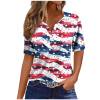 thumbnail image 1 of DeHolifer Women's T-Shirts Plus Size Independence Day Printed V-Neck Button Dressy Blouse Lightweight Casual Tunic Tops Blue 2XL, 1 of 5