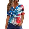 DeHolifer Women's T-Shirts Plus Size Independence Day Printed V-Neck Button Dressy Blouse Lightweight Casual Tunic Tops Blue M