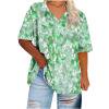 thumbnail image 1 of DeHolifer Women's T-Shirts Plus Size V-Neck Floral Printed Short Sleeve Summer Casual T-Shirts Loose Tunic Tops Green 3XL, 1 of 4