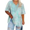 thumbnail image 1 of DeHolifer Women's T-Shirts Plus Size V-Neck Floral Printed Short Sleeve Summer Casual T-Shirts Loose Tunic Tops Light Blue 5XL, 1 of 4