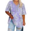 thumbnail image 1 of DeHolifer Women's T-Shirts Plus Size V-Neck Floral Printed Short Sleeve Summer Casual T-Shirts Loose Tunic Tops Purple 4XL, 1 of 4