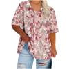 thumbnail image 1 of DeHolifer Women's T-Shirts Plus Size V-Neck Floral Printed Short Sleeve Summer Casual T-Shirts Loose Tunic Tops Red 5XL, 1 of 4