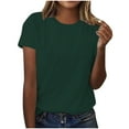 thumbnail image 1 of DeHolifer Women's T-Shirts Solid Color Casual Loose Pullover Crewneck Short Sleeve Lightweight T-Shirts Top Green 2XL, 1 of 4