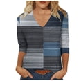 thumbnail image 1 of DeHolifer Women's T-Shirts V-Neck 3/4 Sleeve Floral Printed Dressy Tunic Tops Casual Loose T-Shirts Navy 2XL, 1 of 7