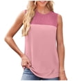 thumbnail image 1 of DeHolifer Women's Tank Tops Color Block Crewneck Sleeveless Summer Trendy Blouse Knit Tank Tops Pink XL, 1 of 5
