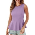 thumbnail image 1 of DeHolifer Women's Tank Tops Crewneck Summer Sleeveless Ruffle Flowy Peplum Babydoll Trendy Blouses Purple XL, 1 of 8