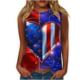 thumbnail image 1 of DeHolifer Women's Tank Tops Plus Size Casual Independence Day Printed Crewneck Sleeveless 4th of July Tank Tops Multicolor 4XL, 1 of 5