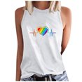 thumbnail image 1 of QQAMB Women's Tank Tops Sleeveless Crewneck Rainbow ECG Print Tank Tops Summer Casual Blouse White L, 1 of 5