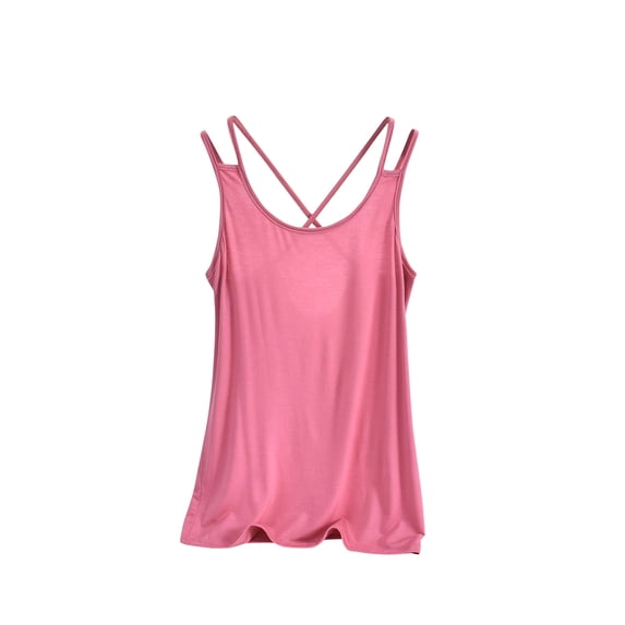 DeHolifer Women's Tank Tops Sleeveless Crewneck Solid Color Strap Tank Tops Loose Casual Fashion Blouse Hot Pink 2XL