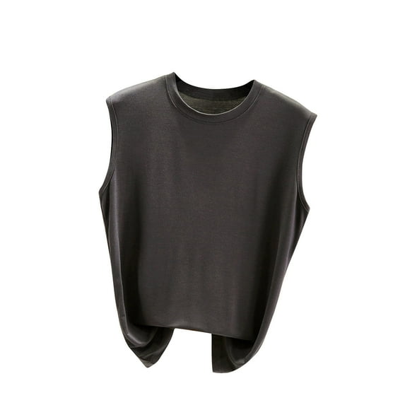 DeHolifer Women's Tank Tops Sleeveless Crewneck Solid Color Tank Tops Loose Casual Fashion Blouse Gray L