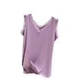 thumbnail image 1 of DeHolifer Women's Tank Tops Sleeveless V-Neck Lace Solid Color Tank Tops Loose Casual Fashion Blouse Purple M, 1 of 6