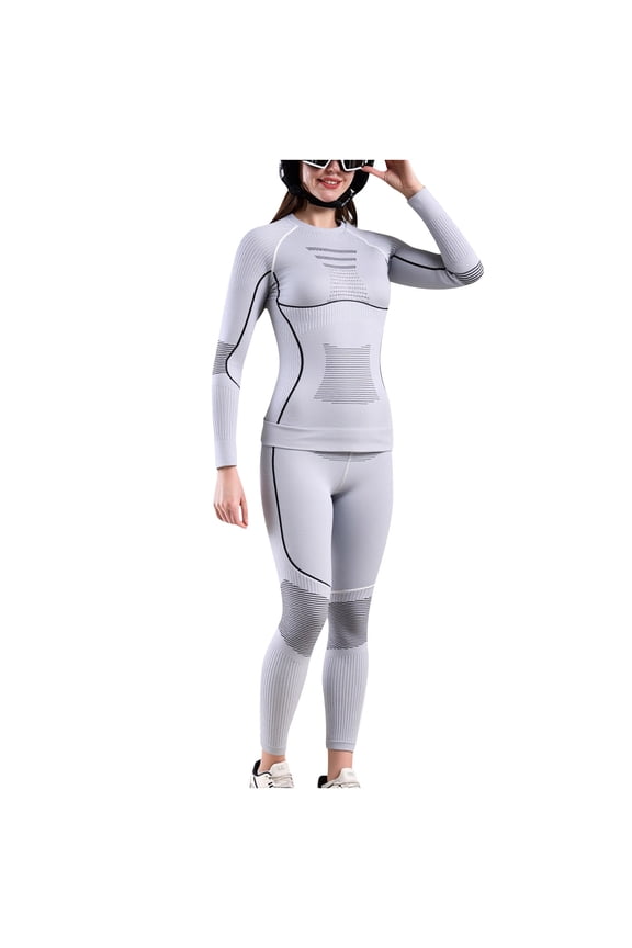 Women's Thermal Set 2 Piece Ski Base Layer Set Thermal Underwear for Skiing & Cold Weather Gray L