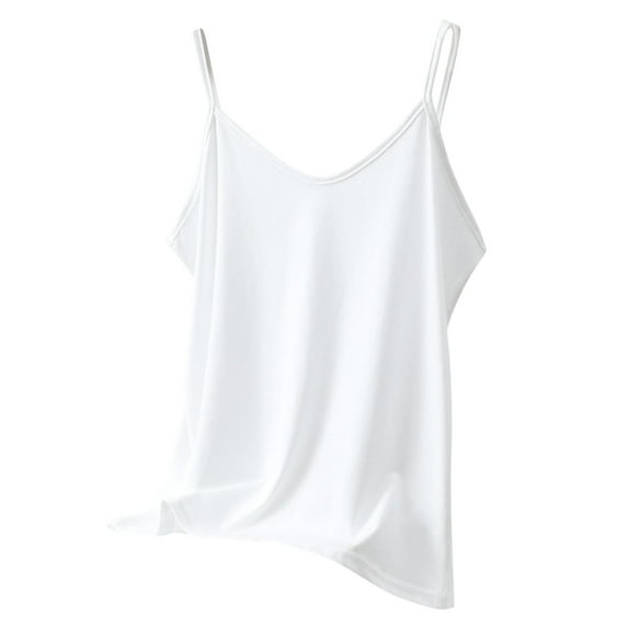 DeHolifer Women's Tops Plus Size Cotton Linen Sleeveless Solid Color Crewneck Homewear Casual Loose Pajama Tops White 2XL