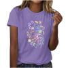 DeHolifer Women's Tops Plus Size Floral Printed Graphic Crewneck Short Sleeve Tee Tops Summer Trendy Lightweight T-Shirts Purple XL