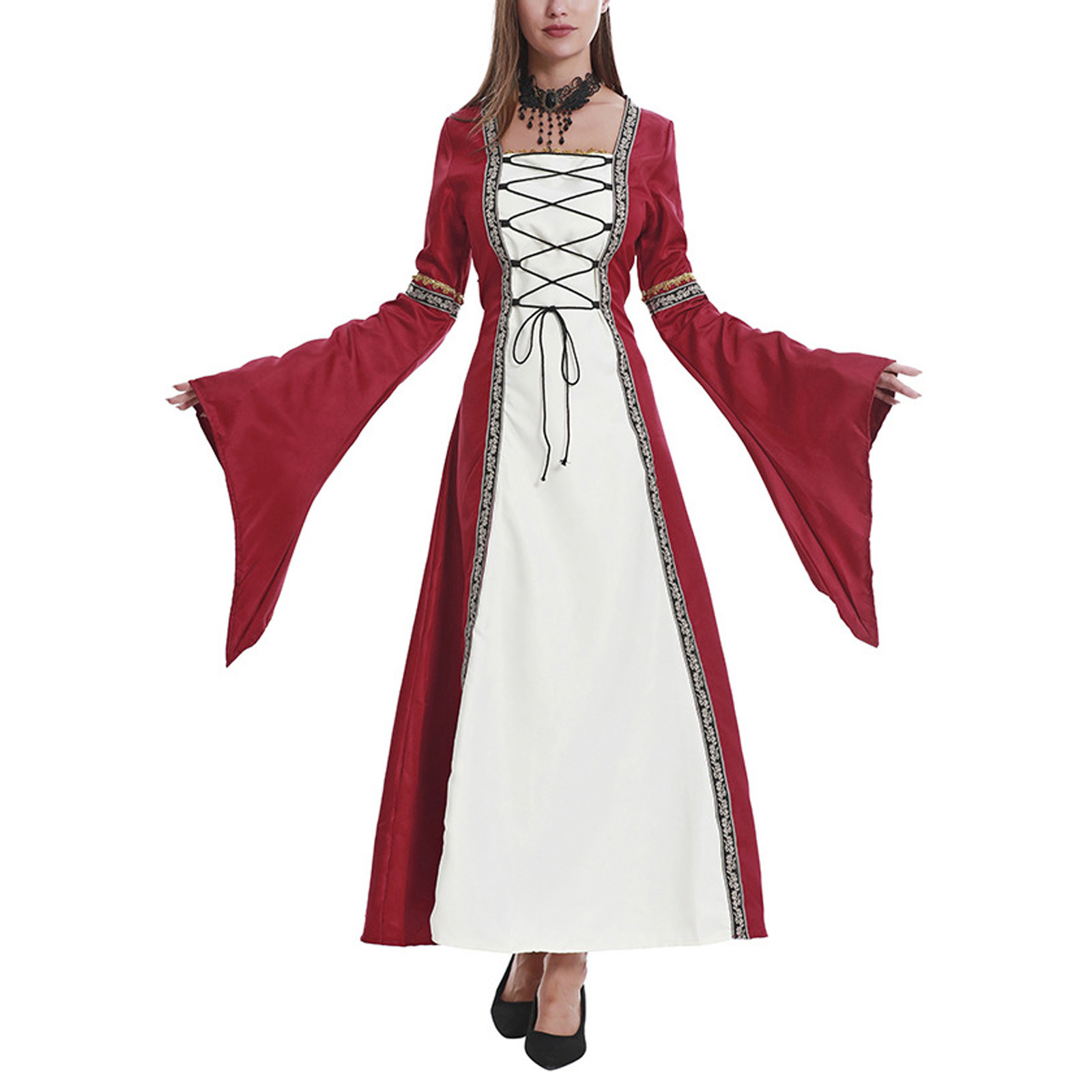Women's Simple Medieval Retro Style Elegant Solid Color Long Dresses