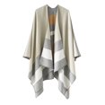 thumbnail image 1 of DeHolifer Women's Warm Shawl Patchwork Tassel Knitted Cape Wraps Shawl Fall Winter Cardigan Coat Gray Free Size, 1 of 1