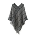 thumbnail image 1 of DeHolifer Women's Warm Shawl Patchwork Tassel Knitted Cape Wraps Shawl Fall Winter Cardigan Coat Gray Free Size, 1 of 1