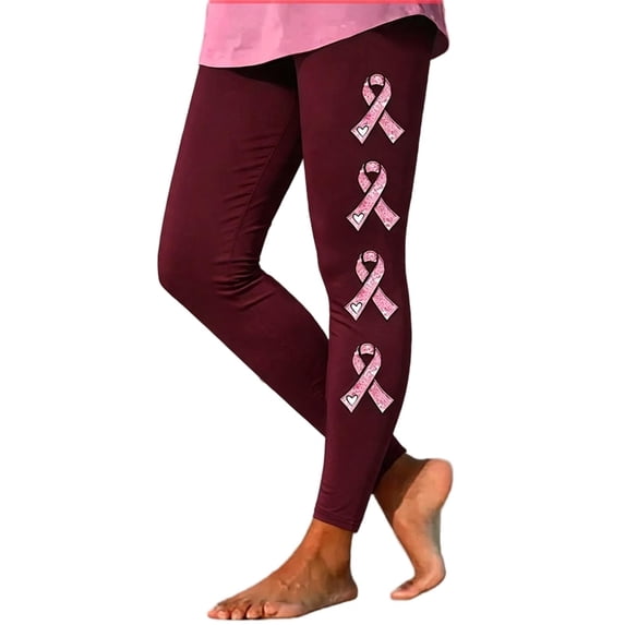 DeHolifer Women’s Yoga Leggings Breast Cancer Printed Straight Leg Full Length Pants