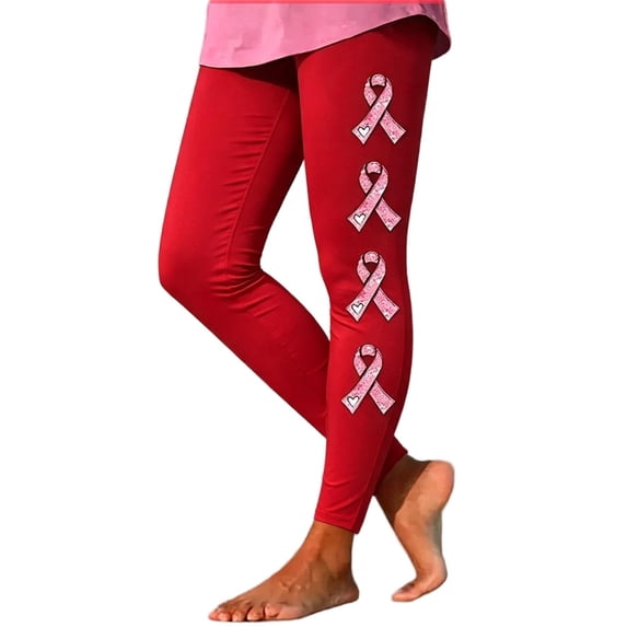 DeHolifer Women’s Yoga Leggings Breast Cancer Printed Straight Leg Full Length Pants