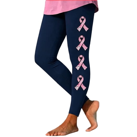 DeHolifer Women’s Yoga Leggings Breast Cancer Printed Straight Leg Full Length Pants