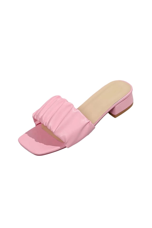Womens Bow Slides Sandals Wide Width Slip On Low Heels Square Open toe Elagant Summer Shoes