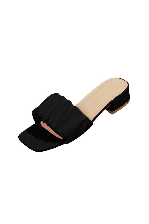Womens Bow Slides Sandals Wide Width Slip On Low Heels Square Open toe Elagant Summer Shoes