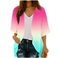 thumbnail image 1 of DeHolifer Womens Cardigan Kimono Beach Cover Up Gradient Color Summer Tops Loose Capes Pink M, 1 of 7