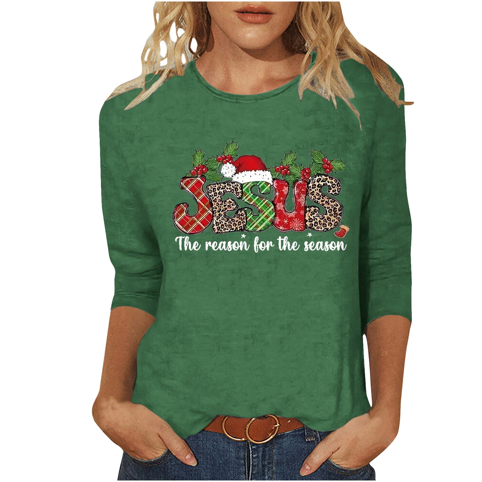 Womens Christmas T Shirts Christmas Print Ladies Xmas T-Shirt