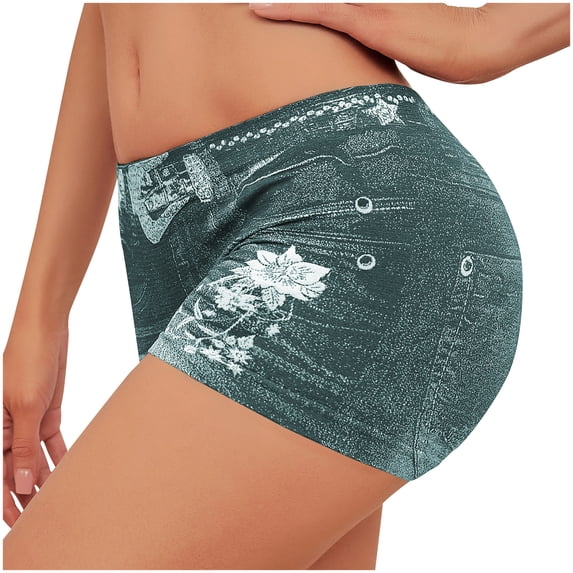 DeHolifer Womens Denim Shorts Stretchy Butt Lifting Jean Shorts Plus Size Booty Jegging Shorts for Curvy Women Army Green L