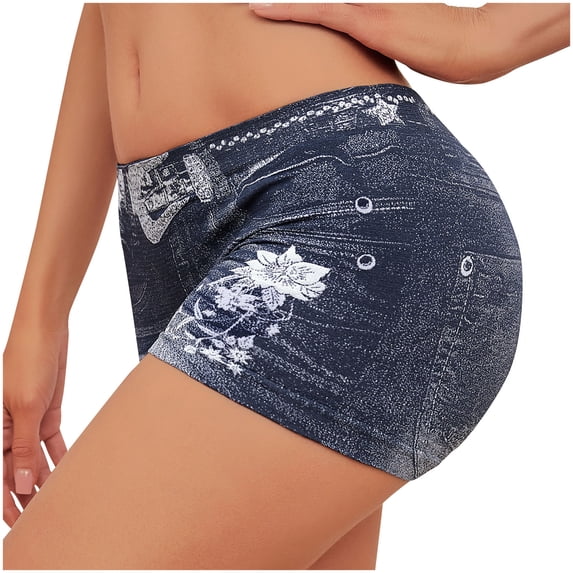 DeHolifer Womens Denim Shorts Stretchy Butt Lifting Jean Shorts Plus Size Booty Jegging Shorts for Curvy Women Navy 2XL