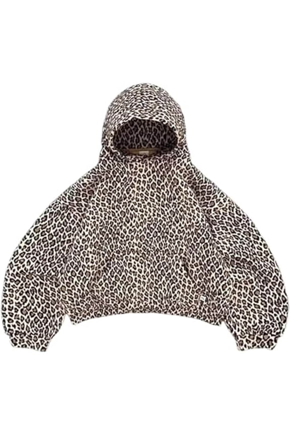 DeHolifer Womens Hoodies Oversized Leopard Print Sweatshirt Fleece Pullover Sweatshirt Long Sleeve Hoodies Sweatshirts with Pocket Brown L